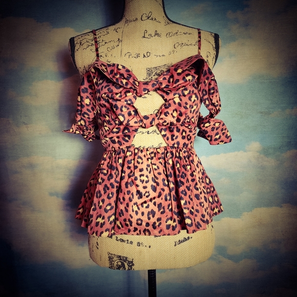 Rebecca Taylor Leopard Bow Top - Picture 2 of 15